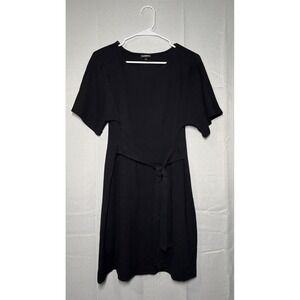 Express Tie Waist Sheath Dress Medium Black Short Sleeve Ponte